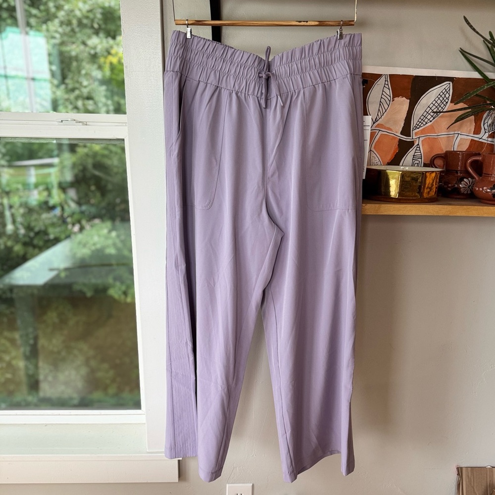 Mondetta Lavender Gray Side Stitch Wide Leg Elastic Waist Track Pants Size Large